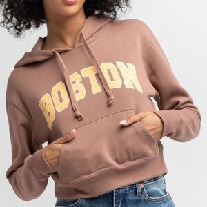 Tilly’s Full Tilt BOSTON Hoodie Brown Shrunken Size XS